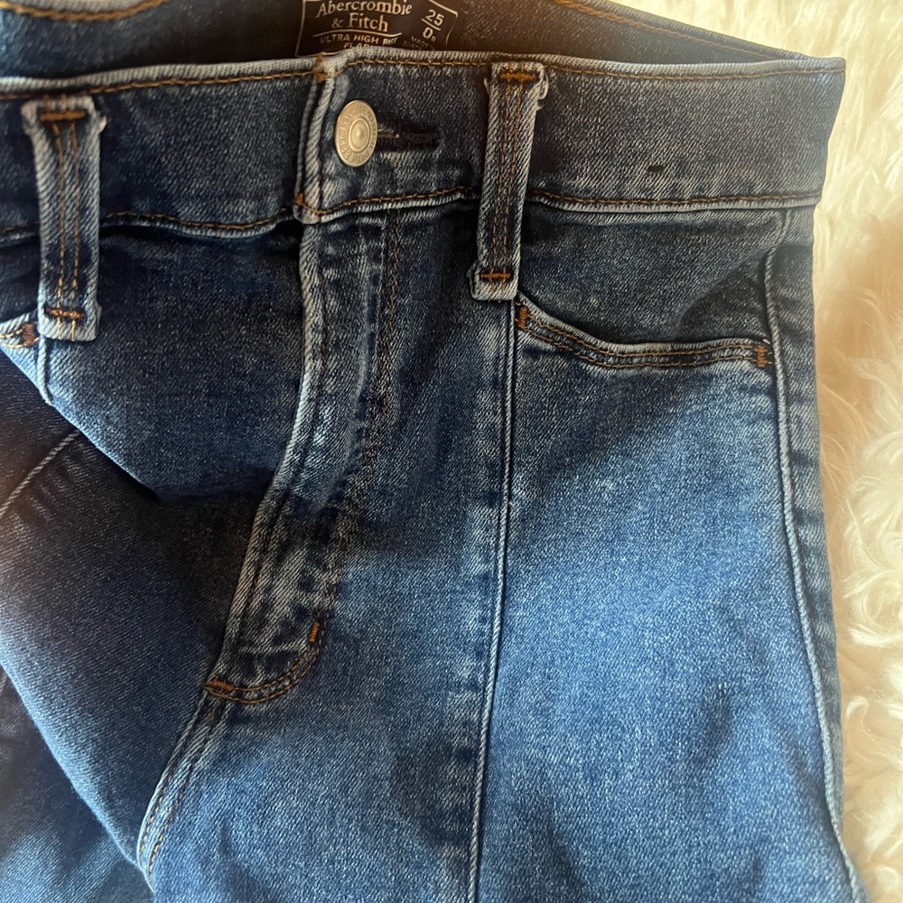 Abercrombie & Fitch Blue Flare Wide Leg Bell Bottom Jeans - Picture 5 of 9